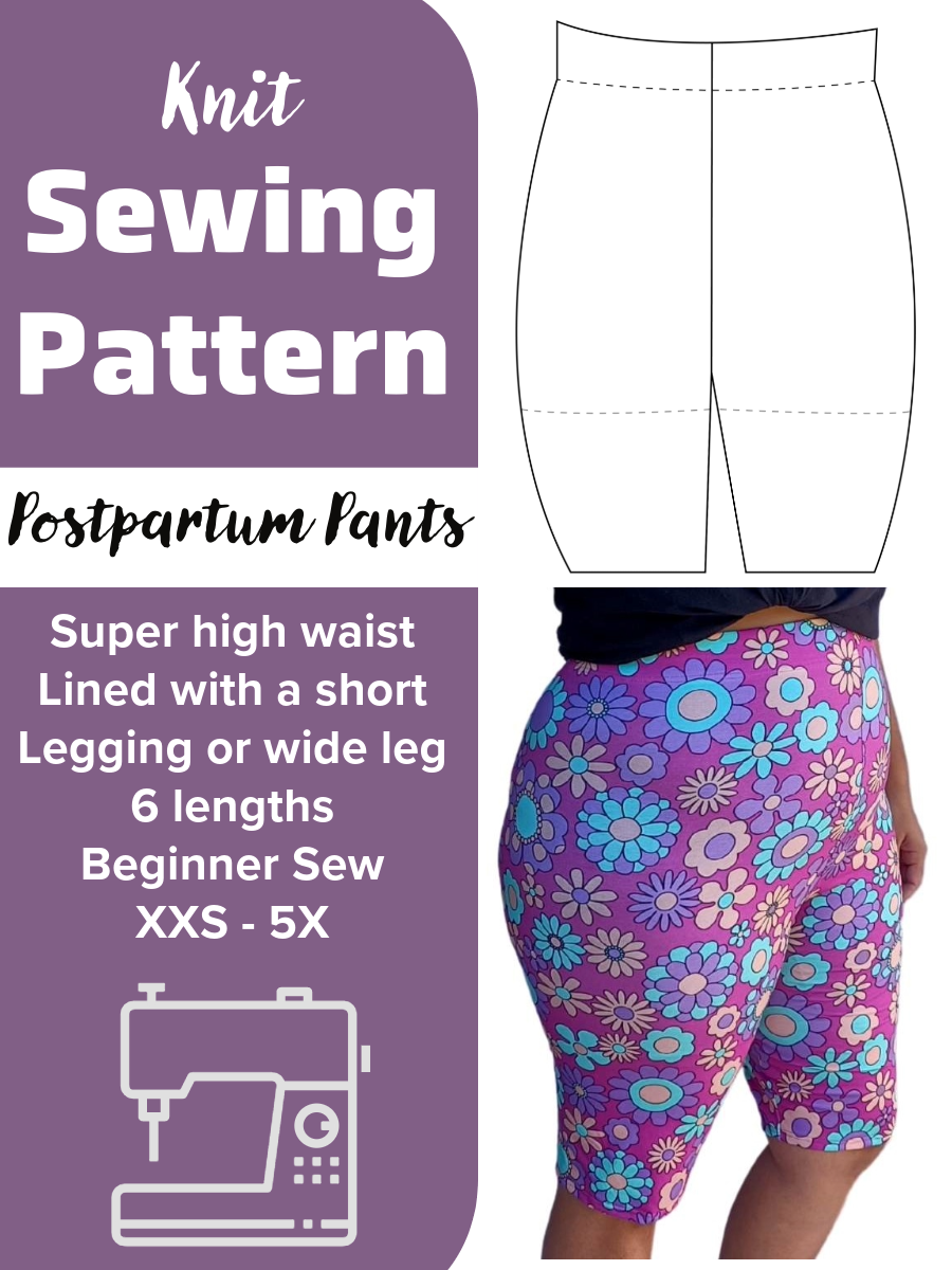 High Waist Postpartum Compression Support Leggings PDF Sewing