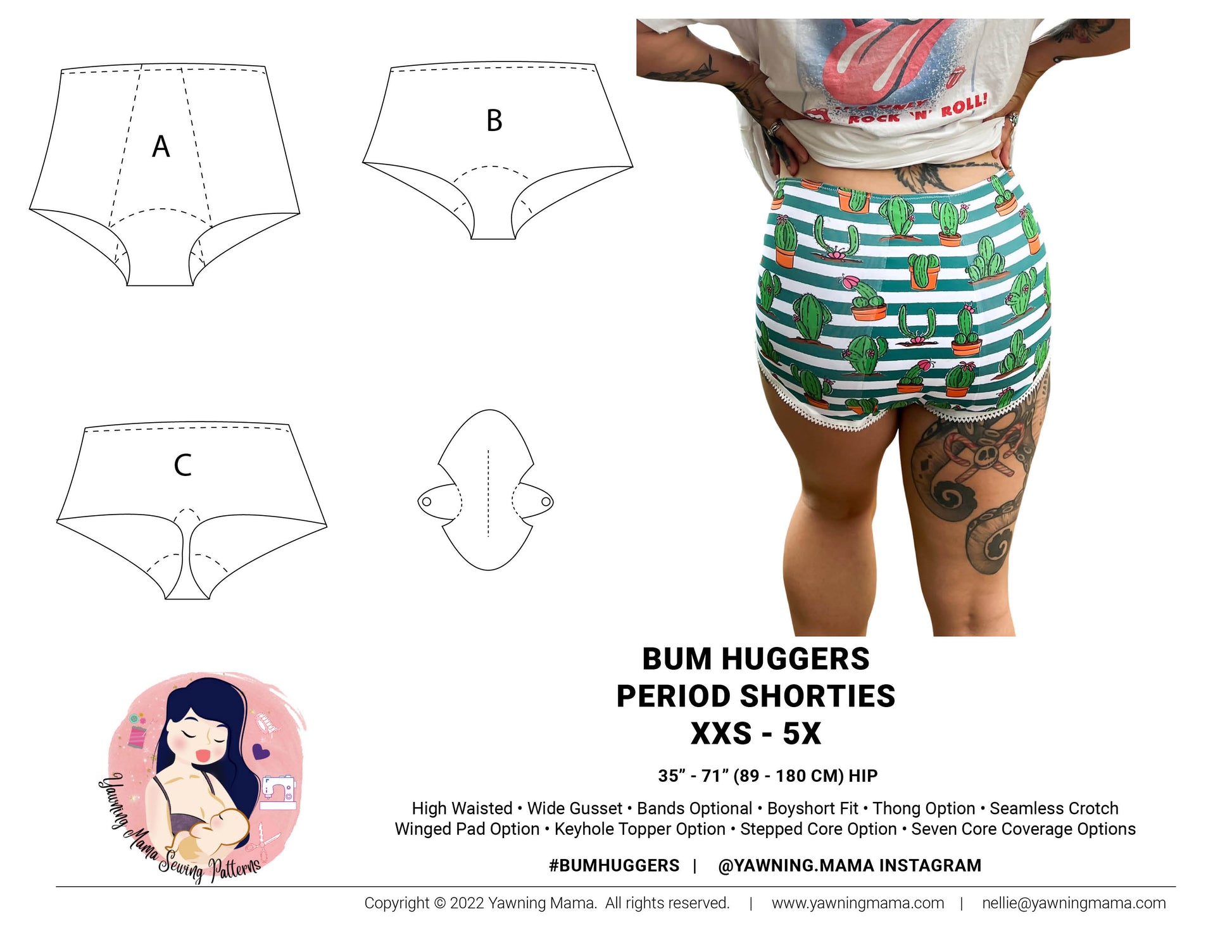 Flo's Period Panties XXXS to 3X Adults PDF Pattern