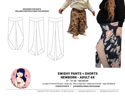 Swishy Pants + Shorts Wrap Pants PDF Sewing Pattern Download – Yawning Mama